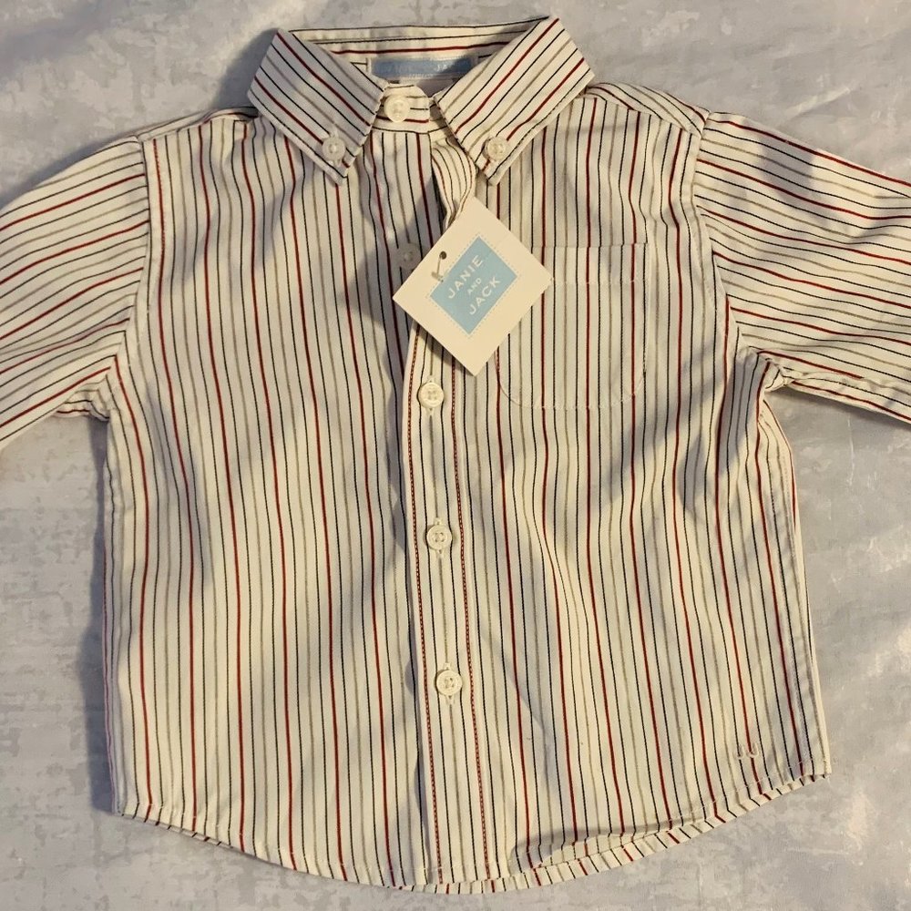 Janie and Jack 3-6 Months White Red Striped Shirt